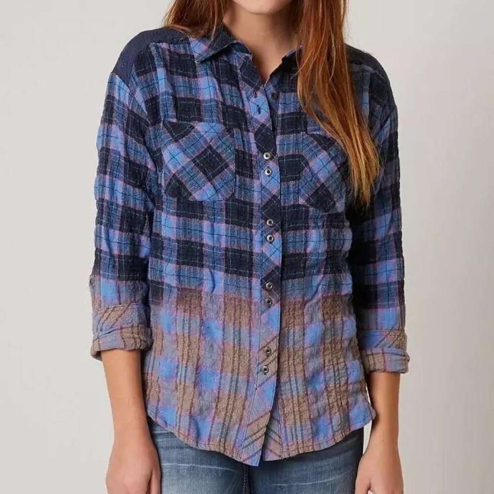 MISS ME plaid washed button down shirt Sz S NEW - Picture 1 of 12